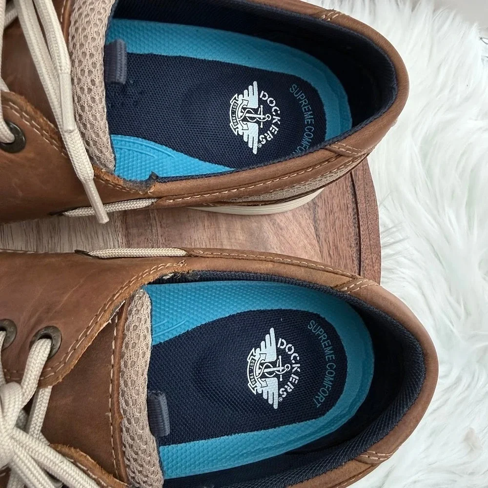 Dockers Boat Shoes Mens 11.5 Brown Excellent Leather Mesh Supreme Comfort